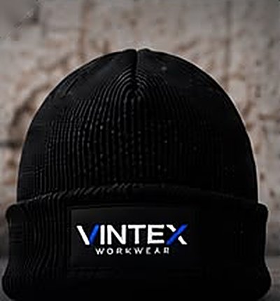 Black knitted Vintex beanie